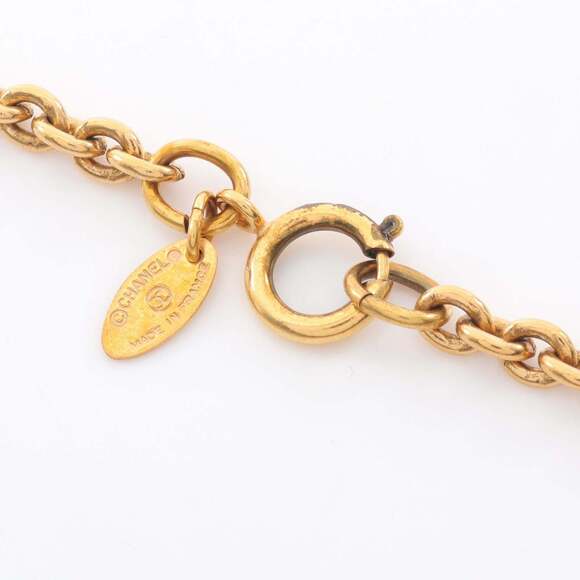 Chanel Coco Mark Necklace, Gold Plated with Faux Pearls, Women's, and Black - Picture 3 of 6